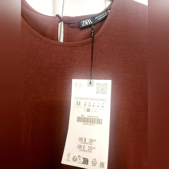 Zara Sz M Elegant Plum Midi Dress - Picture 3 of 6